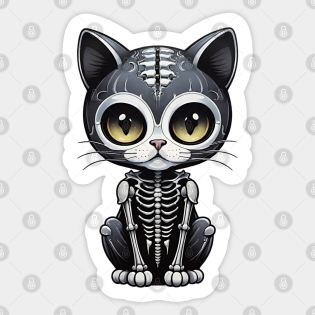 Black Skeleton Cat 2 Sticker by Grave Digs